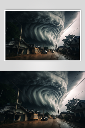 AI数字艺术台风龙卷风自然天气摄影图