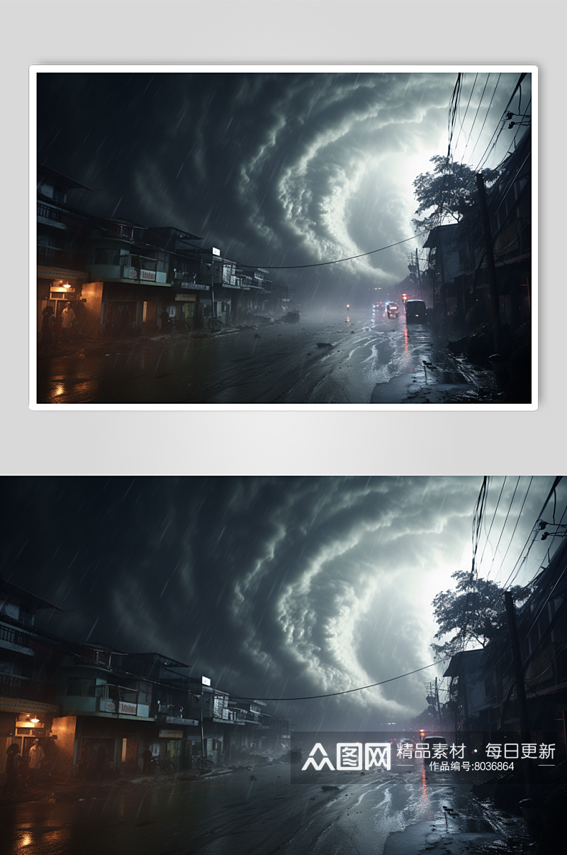 AI数字艺术台风龙卷风自然天气摄影图素材