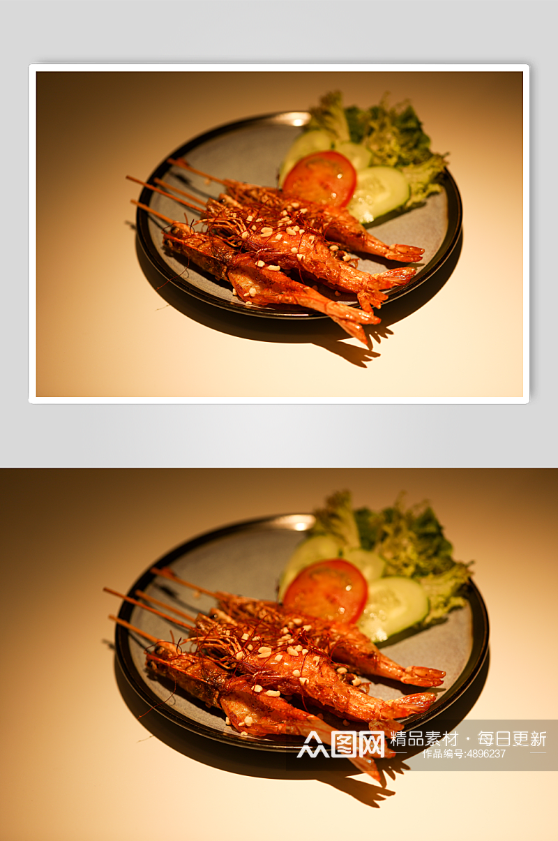 美味香茅烤酥大虾串泰国菜美食摄影图片素材