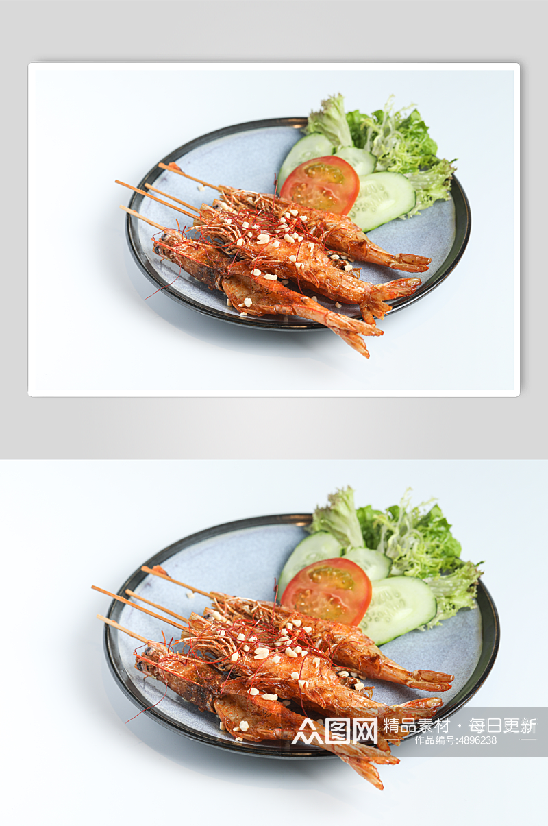 美味香茅烤酥大虾串泰国菜美食摄影图片素材