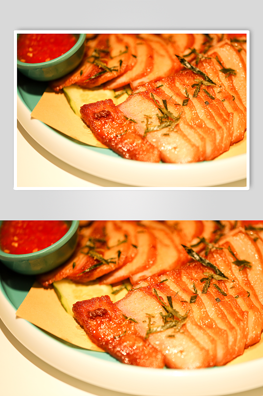 美味烤猪颈肉配菠萝泰国菜美食摄影图片
