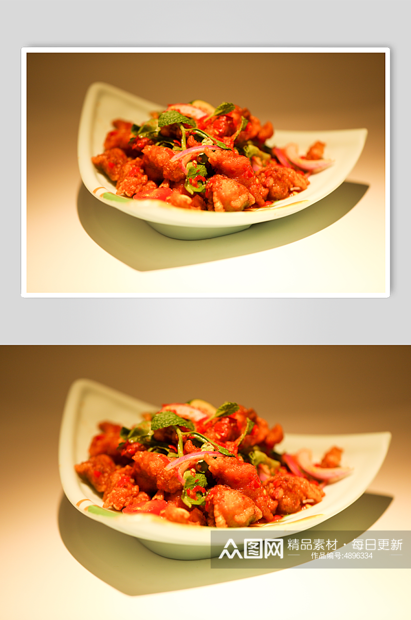 美味酸辣拌焦香鸡泰国菜美食摄影图片素材