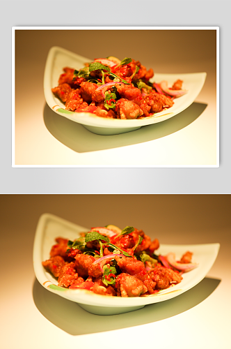 美味酸辣拌焦香鸡泰国菜美食摄影图片