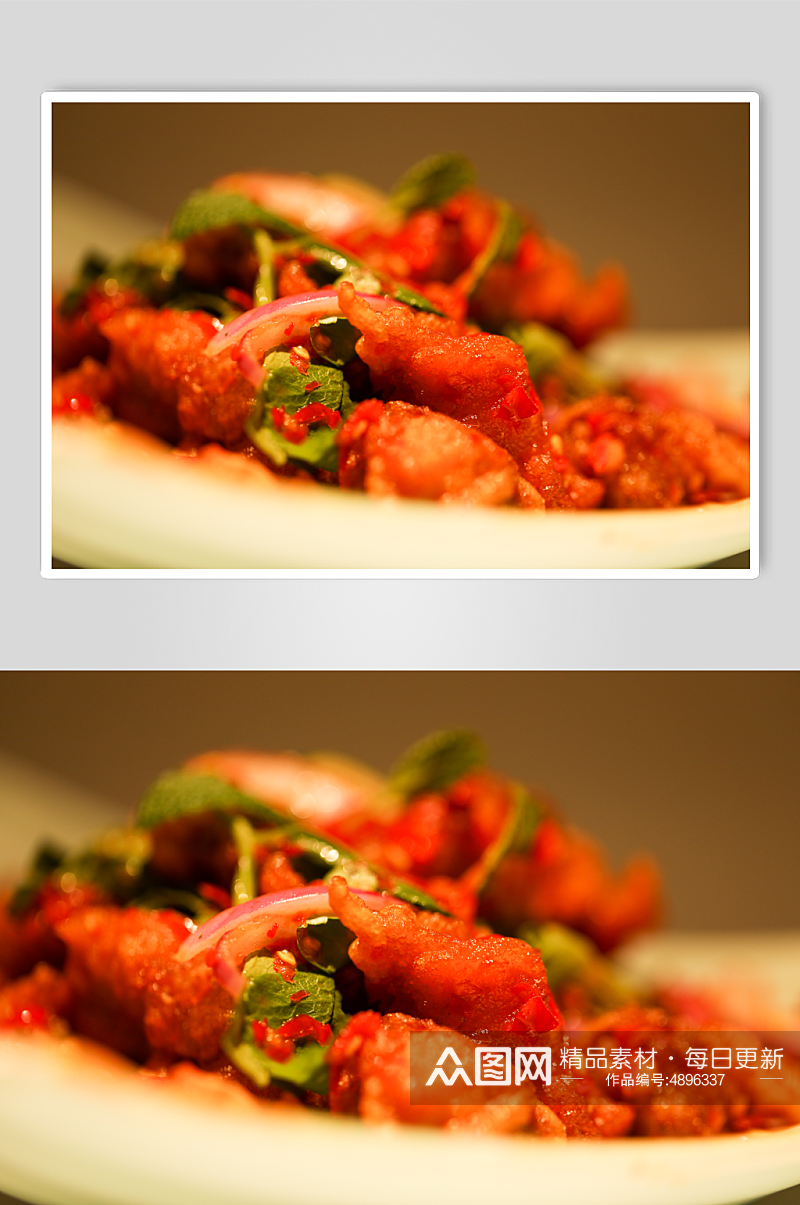 美味酸辣拌焦香鸡泰国菜美食摄影图片素材