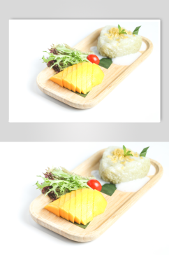 美味香兰叶芒果饭泰国菜美食摄影图片