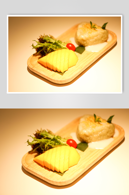 美味香兰叶芒果饭泰国菜美食摄影图片