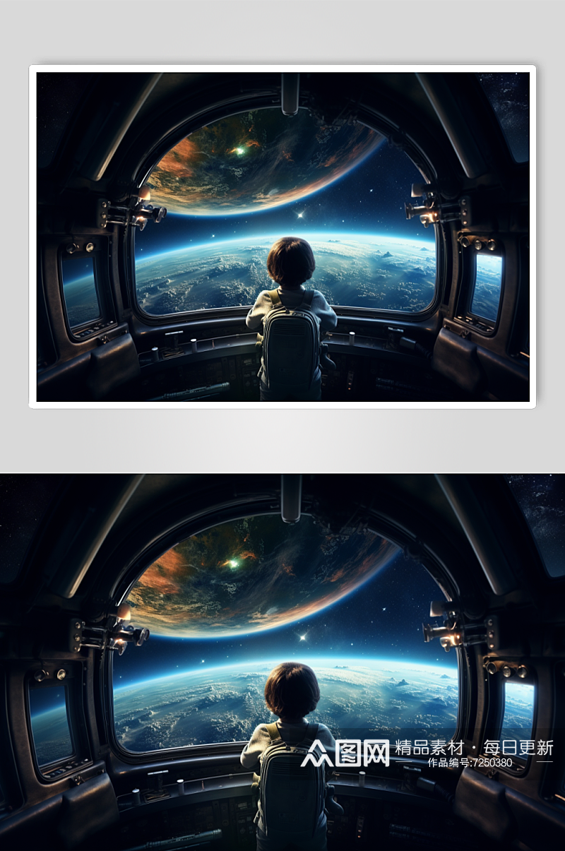 AI数字艺术太空男孩航天科技插画素材