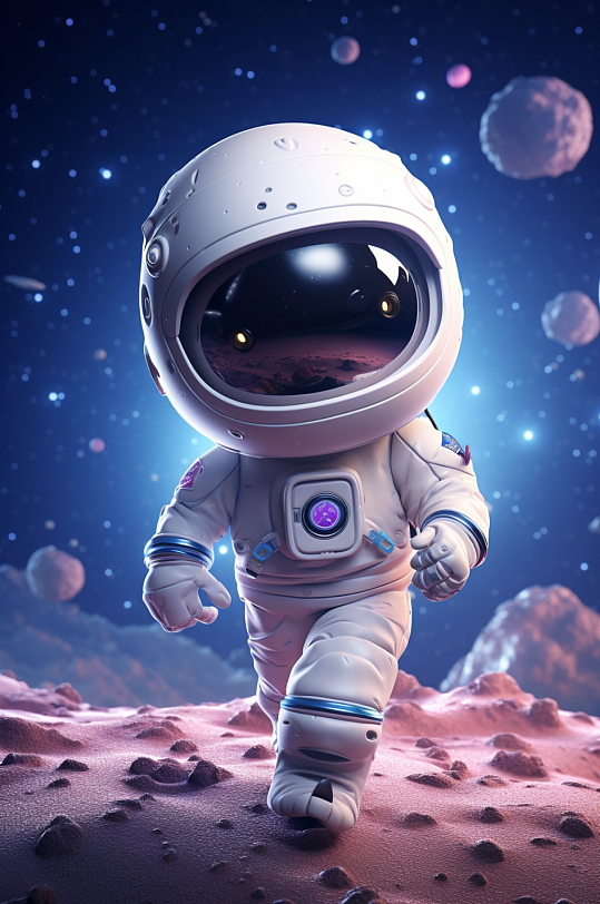 AI数字艺术Q版太空宇宙宇航员模型