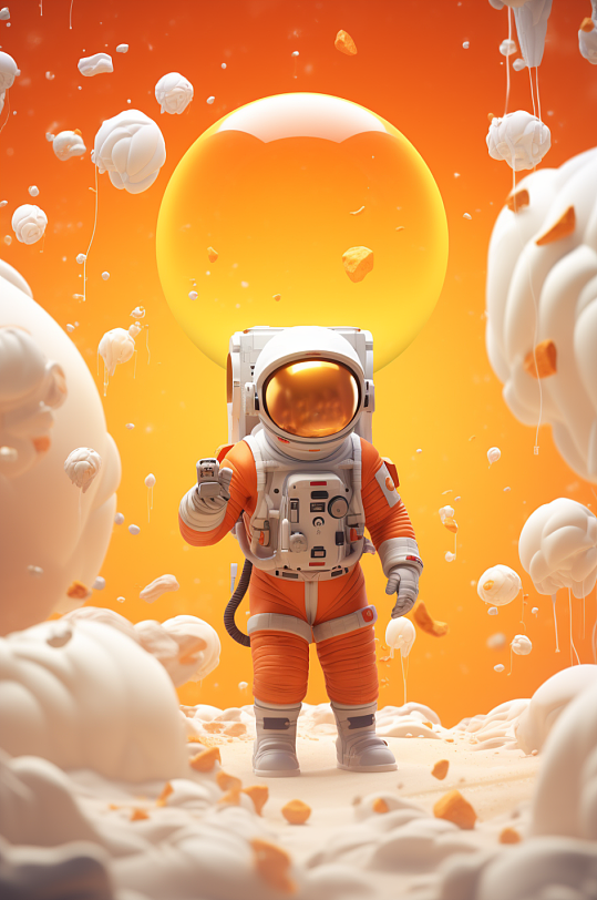 AI数字艺术Q版太空宇宙宇航员模型