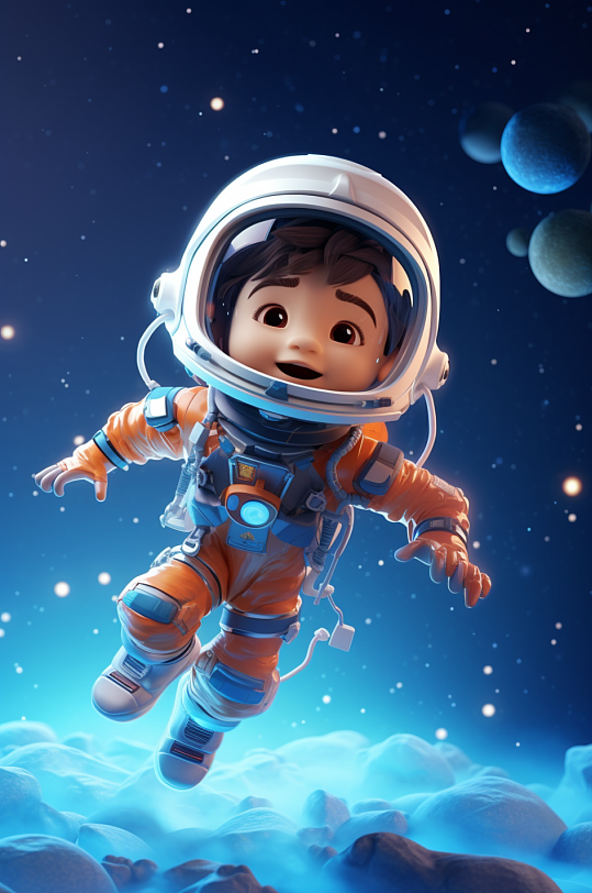 AI数字艺术Q版太空宇宙宇航员模型