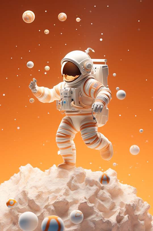 AI数字艺术Q版太空航天日宇宙宇航员模型