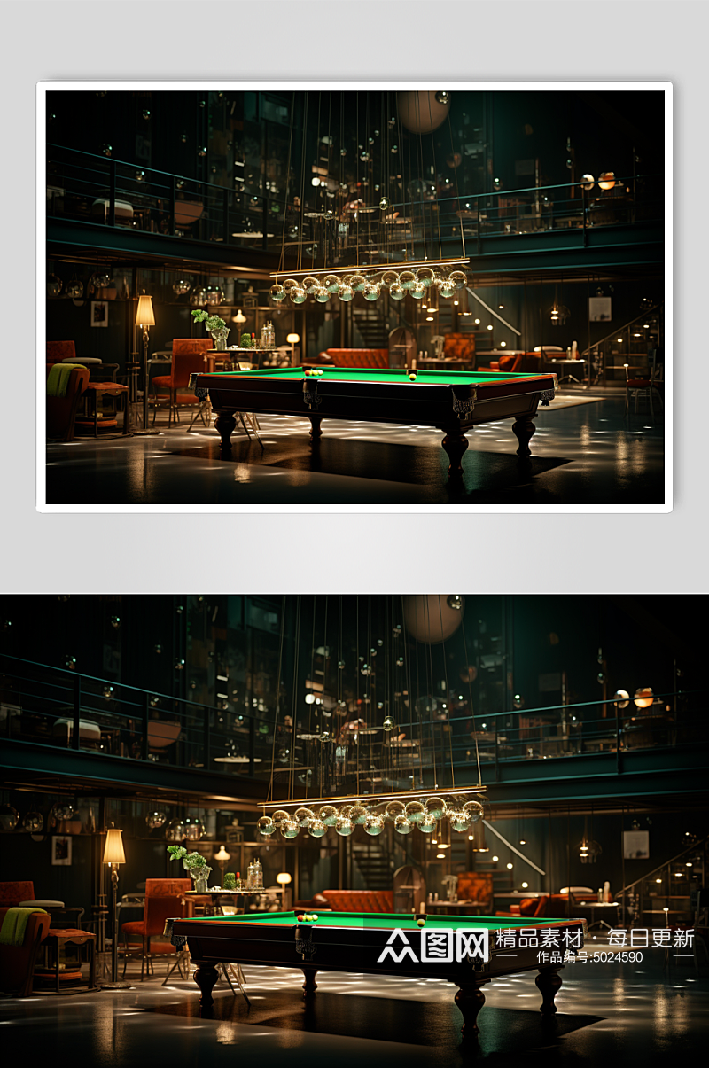 AI数字艺术台球桌球室内摄影图片素材