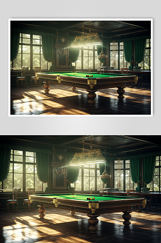 AI数字艺术台球桌球室内摄影图片