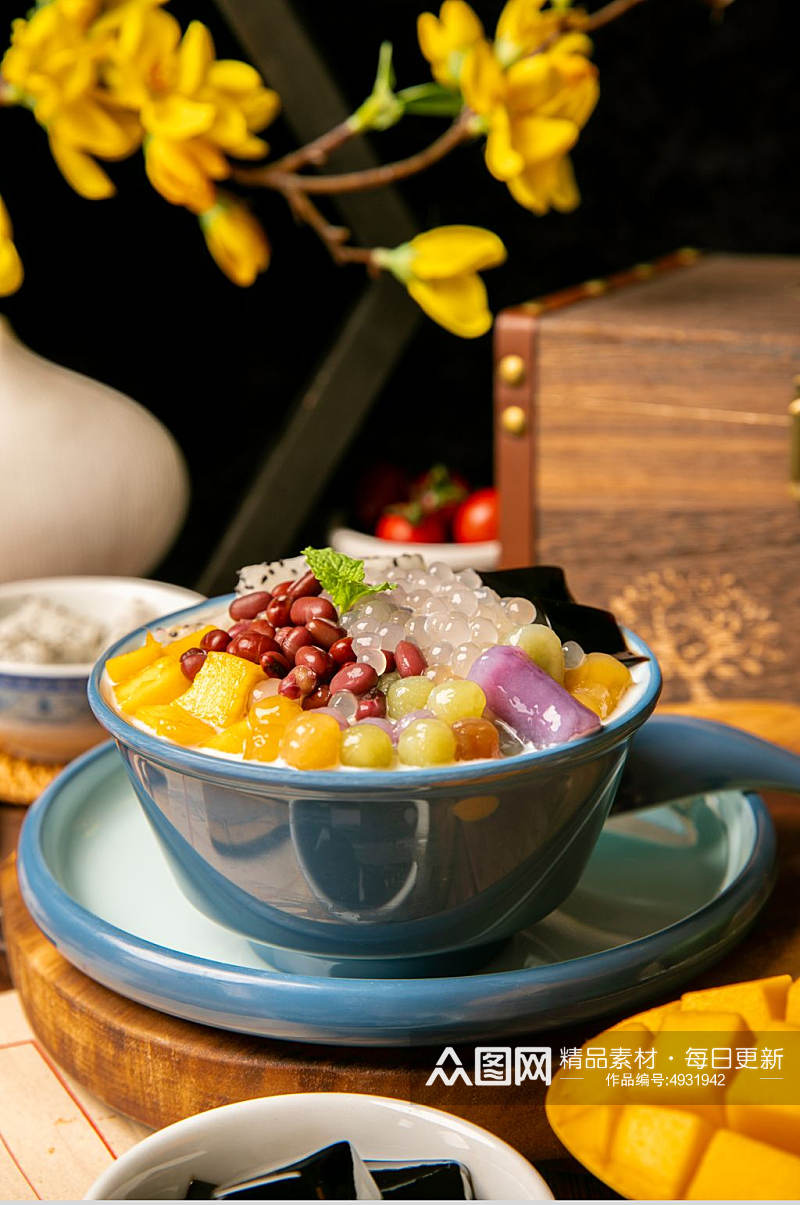 水果芋圆西米露糖水甜品美食摄影图片素材