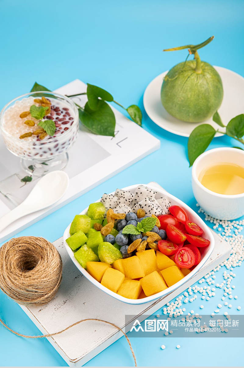 水果捞夏季糖水甜品美食摄影图片素材