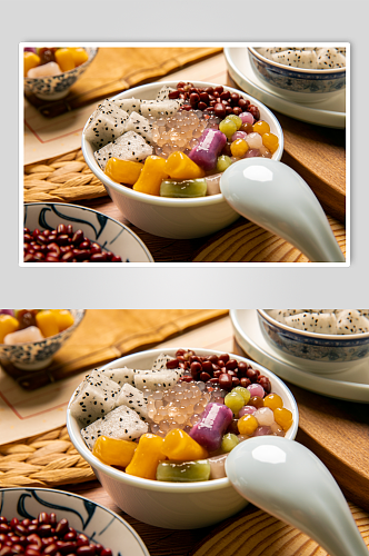 水果芋圆西米露糖水烧仙草甜品美食摄影图片