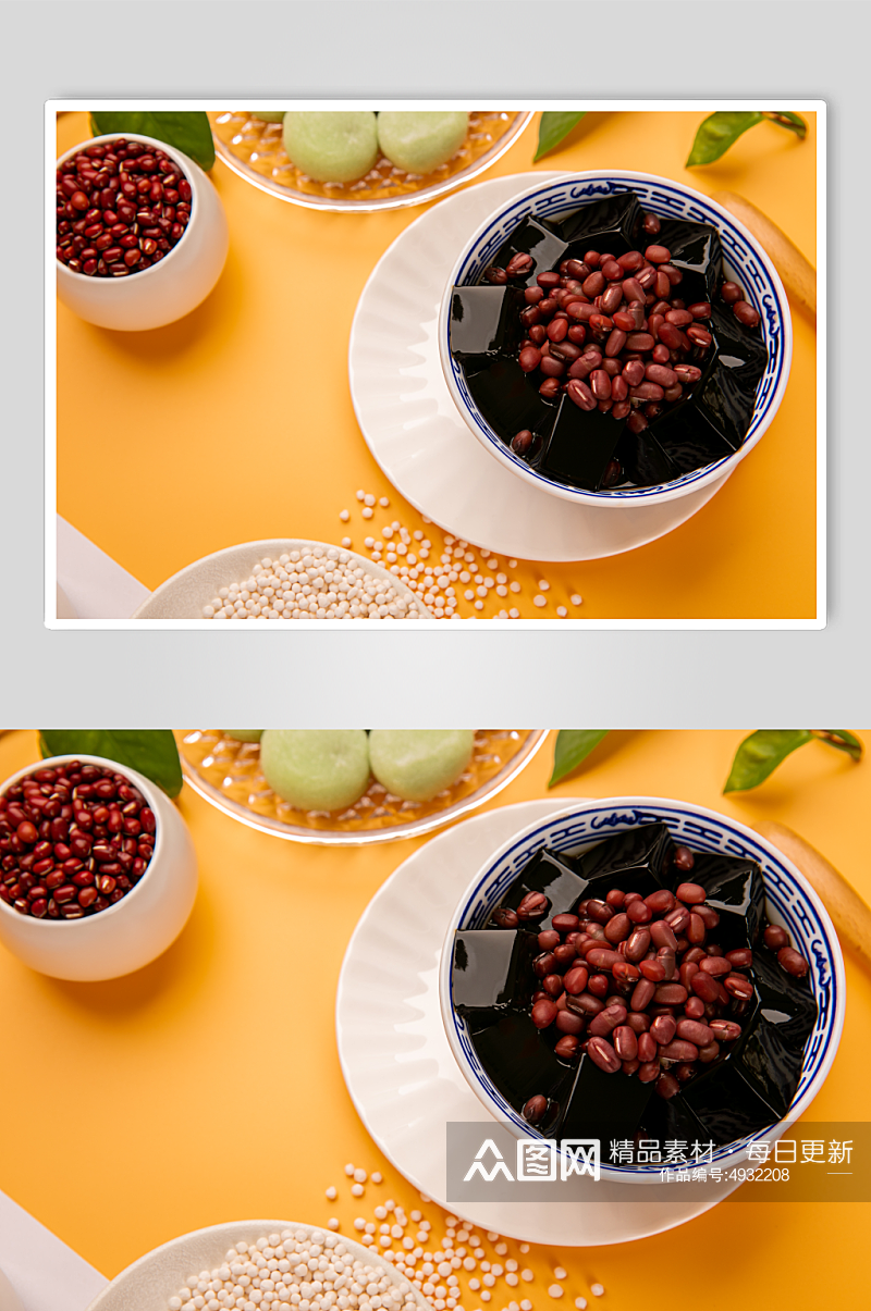 红豆龟苓膏糖水甜品美食摄影图片素材