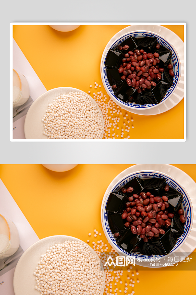 红豆龟苓膏糖水甜品美食摄影图片素材