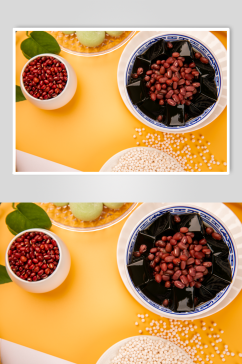 红豆龟苓膏糖水甜品美食摄影图片