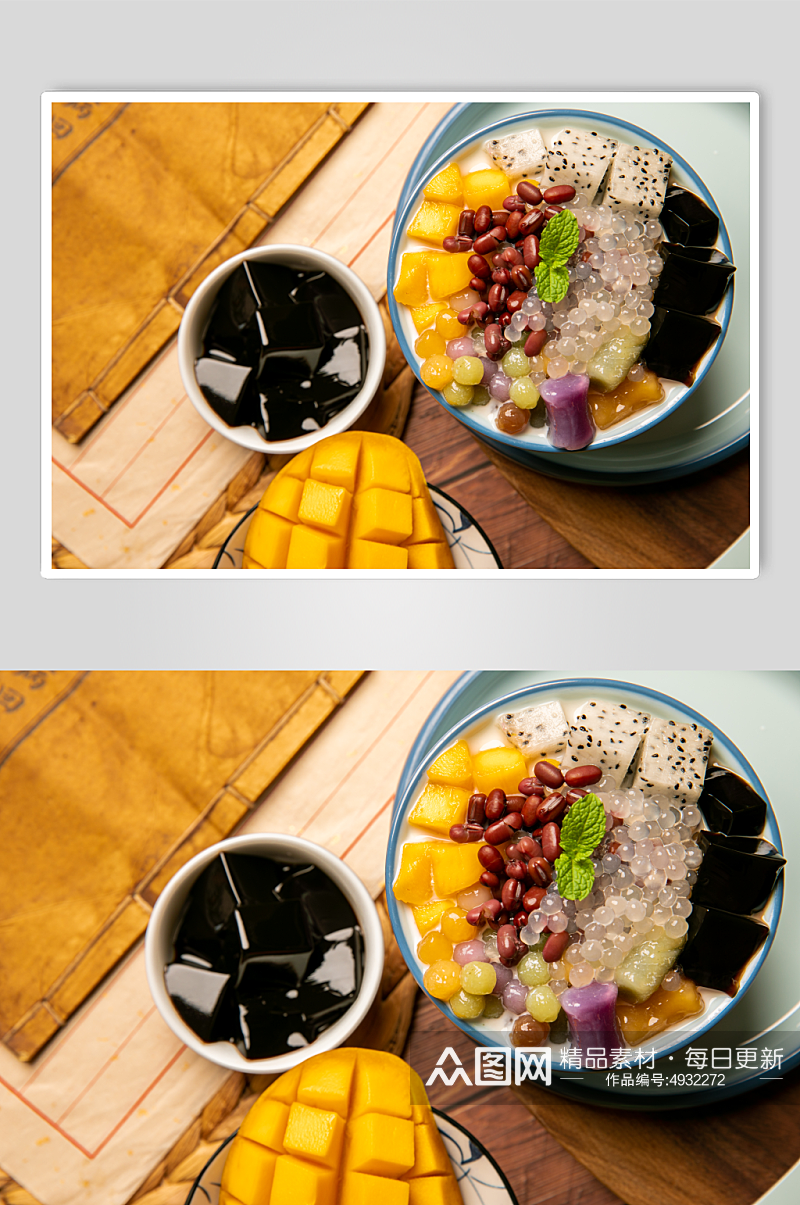 水果芋圆西米露糖水烧仙草甜品美食摄影图片素材