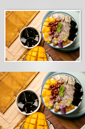 水果芋圆西米露糖水烧仙草甜品美食摄影图片