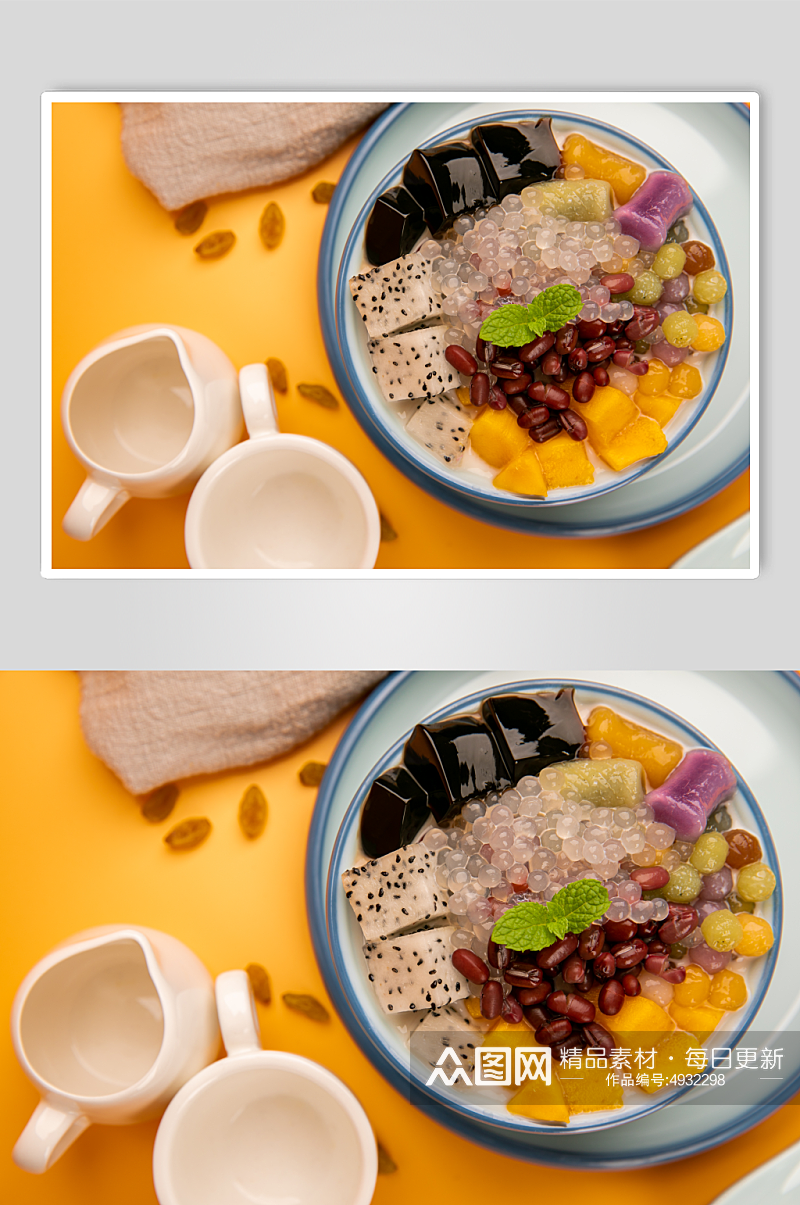 水果芋圆西米露糖水甜品美食摄影图片素材