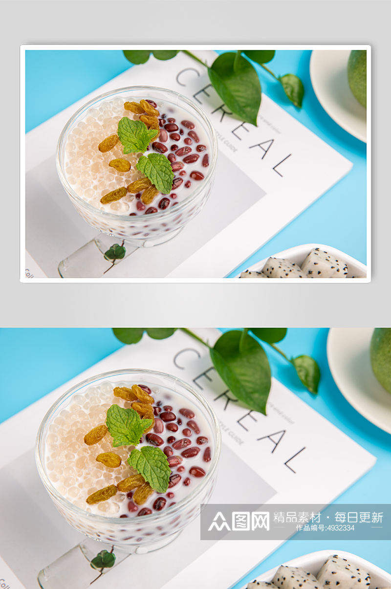红豆葡萄干西米露糖水甜品美食摄影图片素材