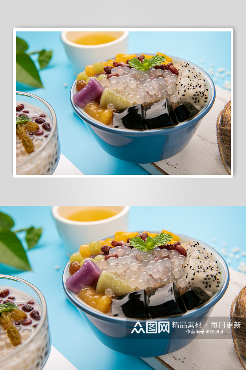 水果芋圆西米露糖水烧仙草甜品美食摄影图片素材