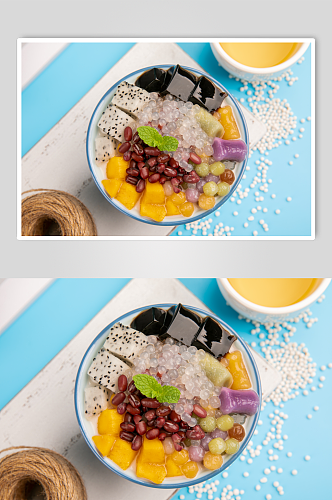 水果芋圆西米露糖水甜品美食摄影图片