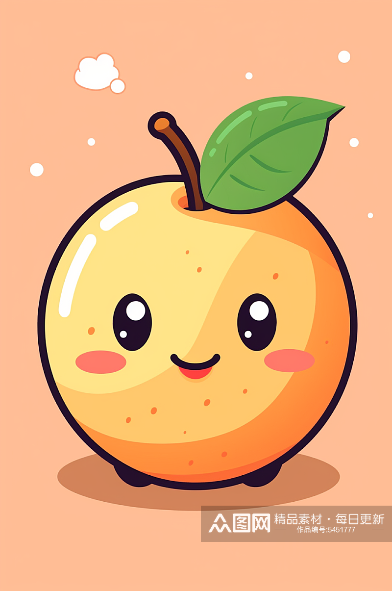 AI数字艺术拟人卡通桃子水果插画素材