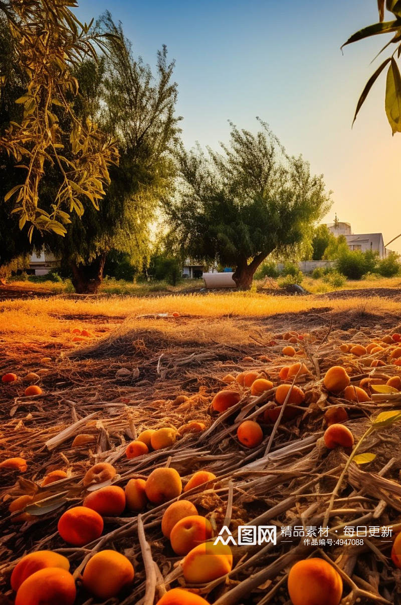 AI数字艺术桃子果树果园水果农产品摄影图素材