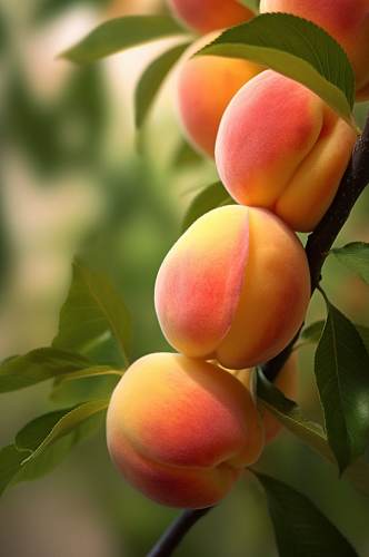 AI数字艺术桃子果树果园水果农产品摄影图
