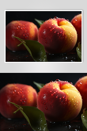 AI数字艺术新鲜桃子油桃水果图片