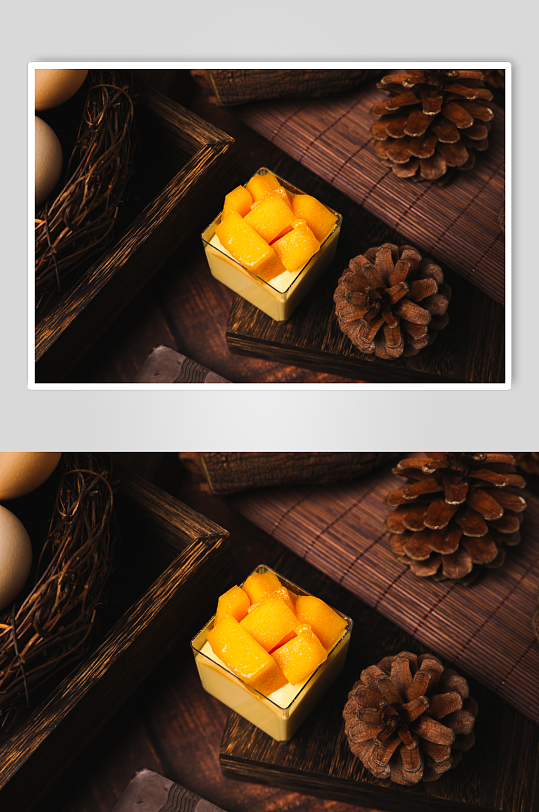 清新美味可口奶油芒果蛋糕甜品美食摄影图片