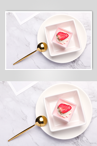 简约美味可口奶油草莓蛋糕甜品美食摄影图片