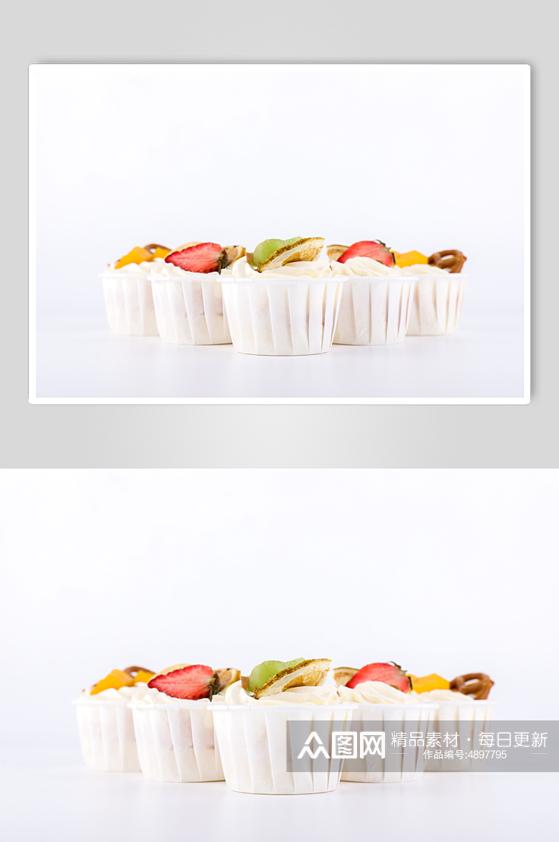 简约水果杯子蛋糕甜品美食摄影图片素材
