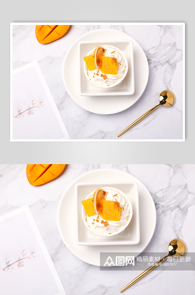 清新芒果巧克力慕斯蛋糕甜品美食摄影图片素材