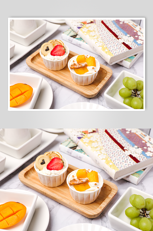 简约水果杯子蛋糕甜品美食摄影图片