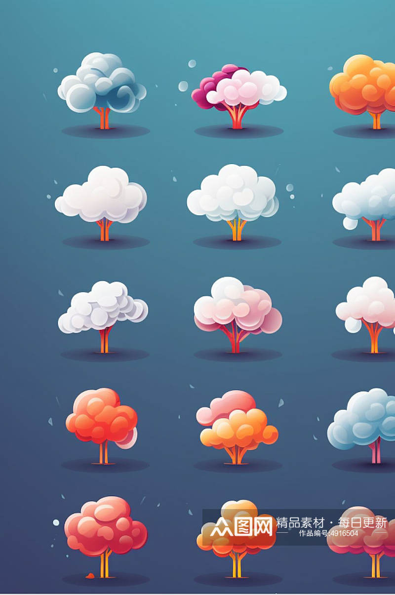 AI数字艺术创意天气图标插画元素素材