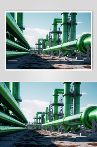 AI数字艺术天然气管道新能源工厂摄影图片