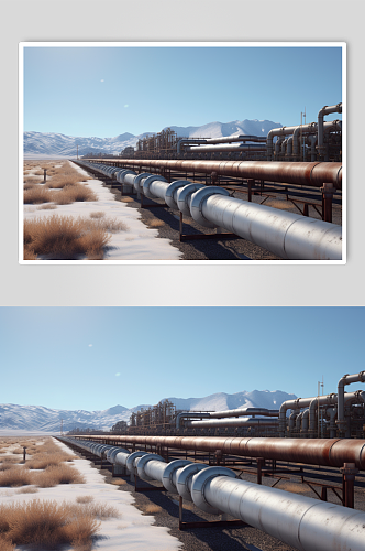 AI数字艺术天然气管道新能源工厂摄影图片