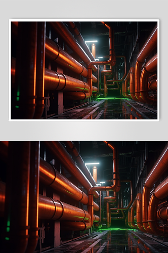 AI数字艺术天然气管道新能源工厂摄影图片