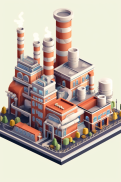 AI数字艺术天然气发电站工厂立体场景插画