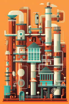 AI数字艺术天然气发电站工业立体场景插画