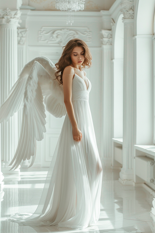 AI数字艺术天使女神美女医美肖像人物摄影图-众图网