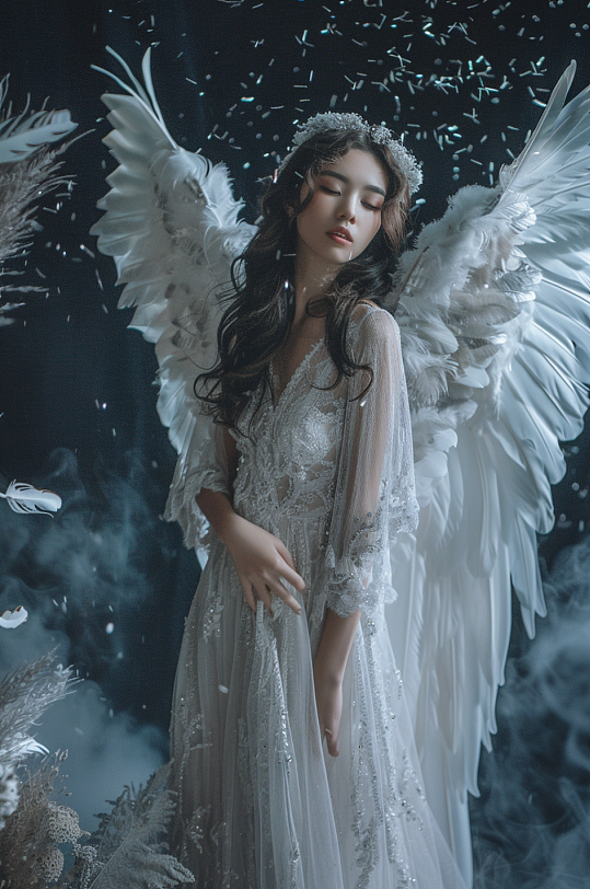 AI数字艺术天使女神美女医美肖像人物摄影图-众图网