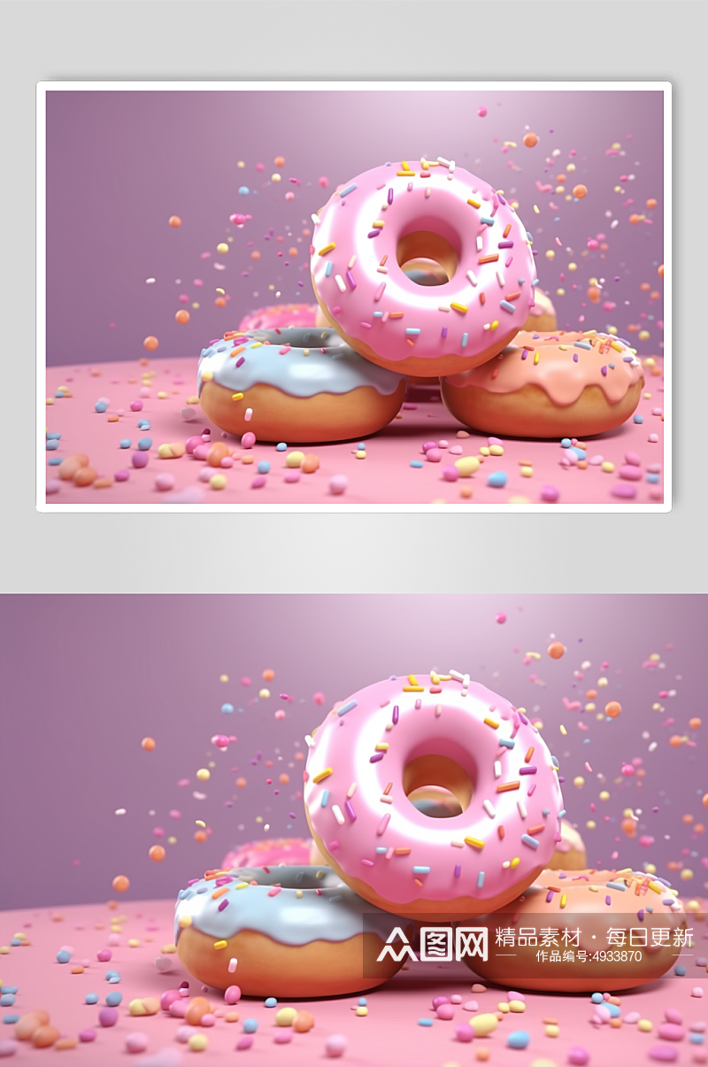 AI数字艺术高清甜甜圈甜品摄影图片素材