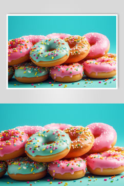 AI数字艺术简约甜甜圈甜品摄影图片