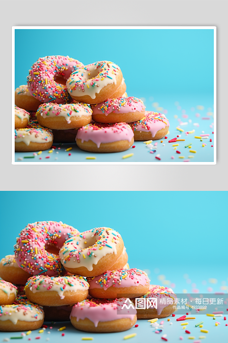 AI数字艺术简约甜甜圈甜品摄影图片素材