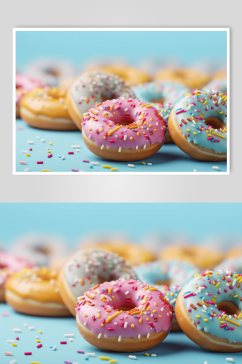 AI数字艺术简约甜甜圈甜品摄影图片